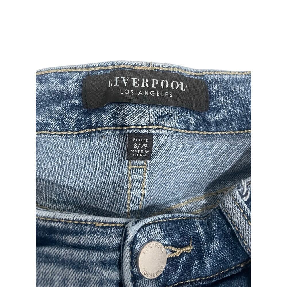 Liverpool Petite Wide Leg High Rise Stretch Medium Wash Denim Jeans Size 28P - Picture 4 of 7